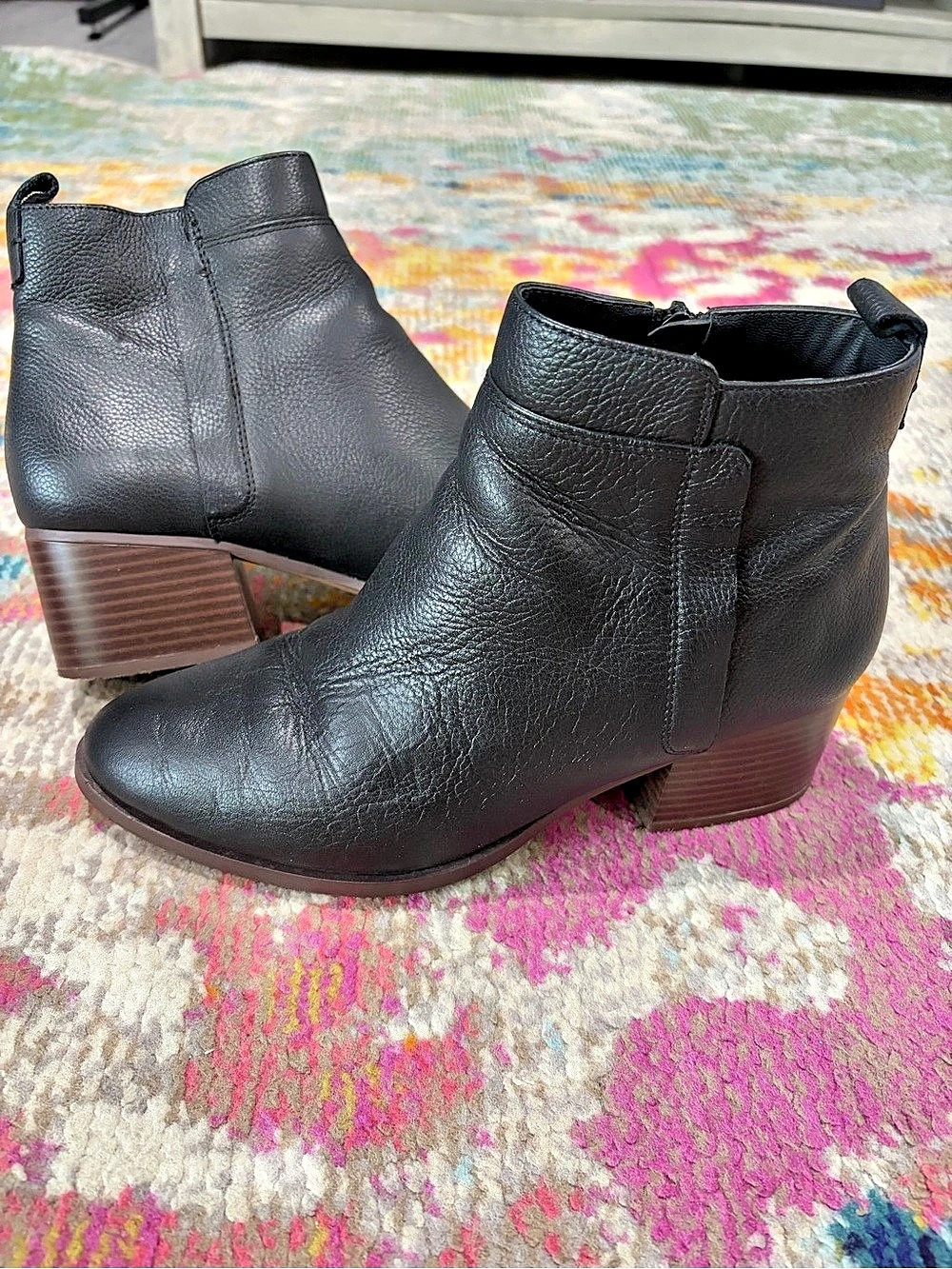 GAP Black Leather-Look Ankle Boots